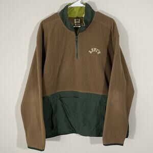 Levis 1/4 Quarter Zip Polar Fleece Jacket XL Relaxed Mockneck Anorak Brown Green